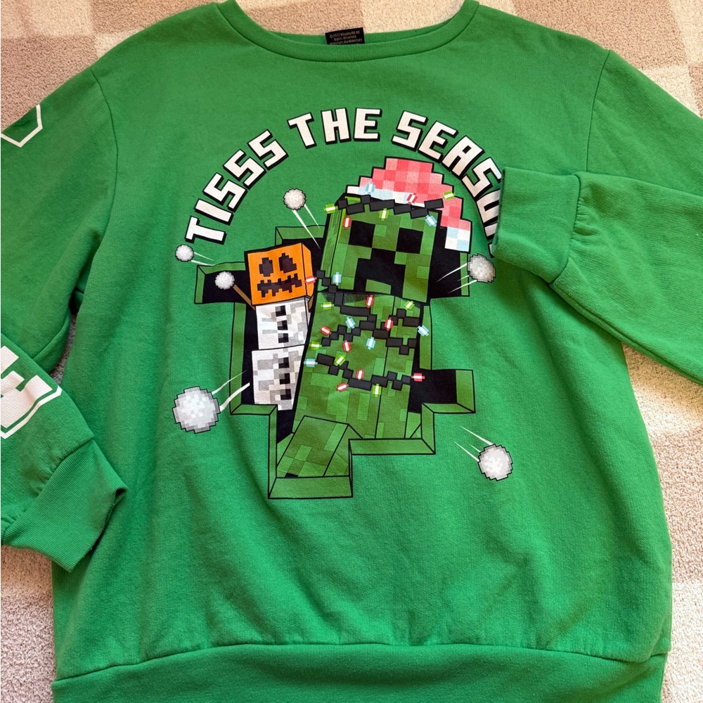 Green Minecraft boys Sweater